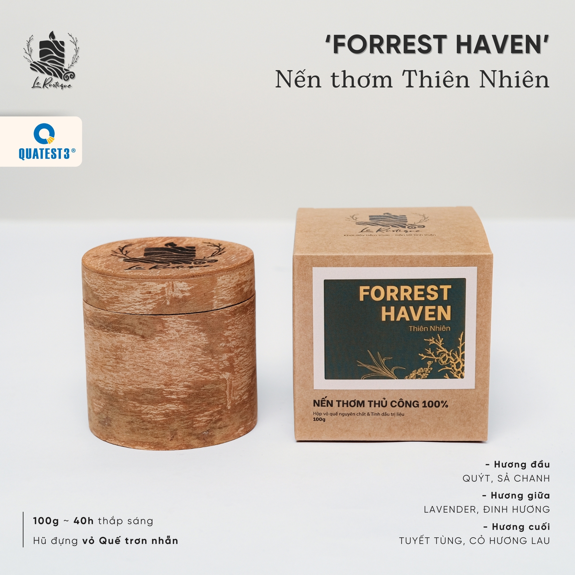 Nến Thơm Trị Liệu Le Rustique Thiên Nhiên (Forrest Haven) - Nến Thơm Cao Cấp - An Toàn Sức Khỏe