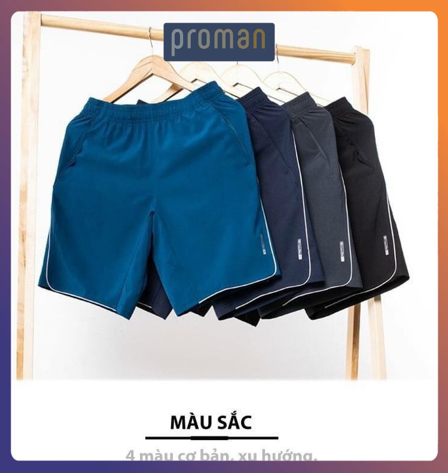 Quần đùi nam thể thao vải gió siêu nhẹ, quần short nam vải gió cao cấp QD01 - PROMAN