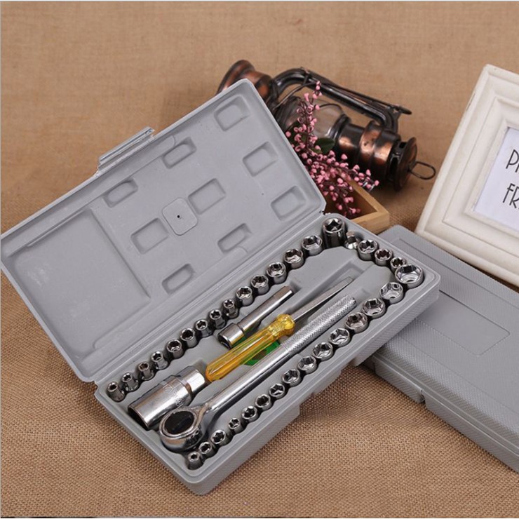 Bộ Dụng Cụ Sửa Chữa Mở Bulong Ốc Vít 40 Món Chuyên Dụng, Bộ Tuýp Đồ Nghề Sửa Xe 40 Chi Tiết