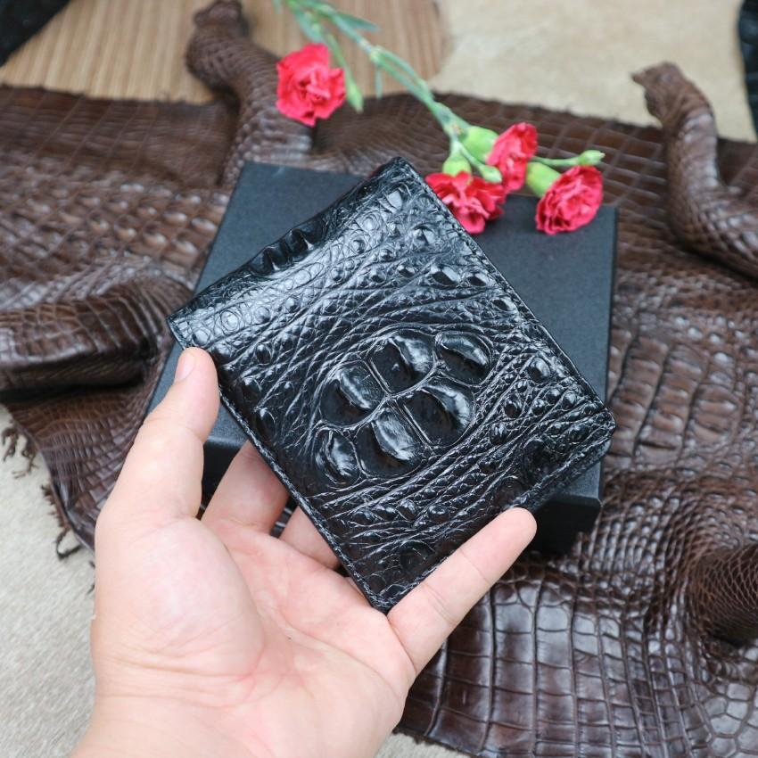 Bóp Da Cá Sấu Nam CW03-01G Màu Đen Da Gù Thương Hiệu Fadoda