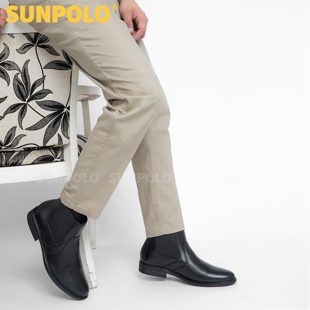 Giày Boots Nam Cổ Cao Da Bò SUNPOLO BOOT01 (Đen)