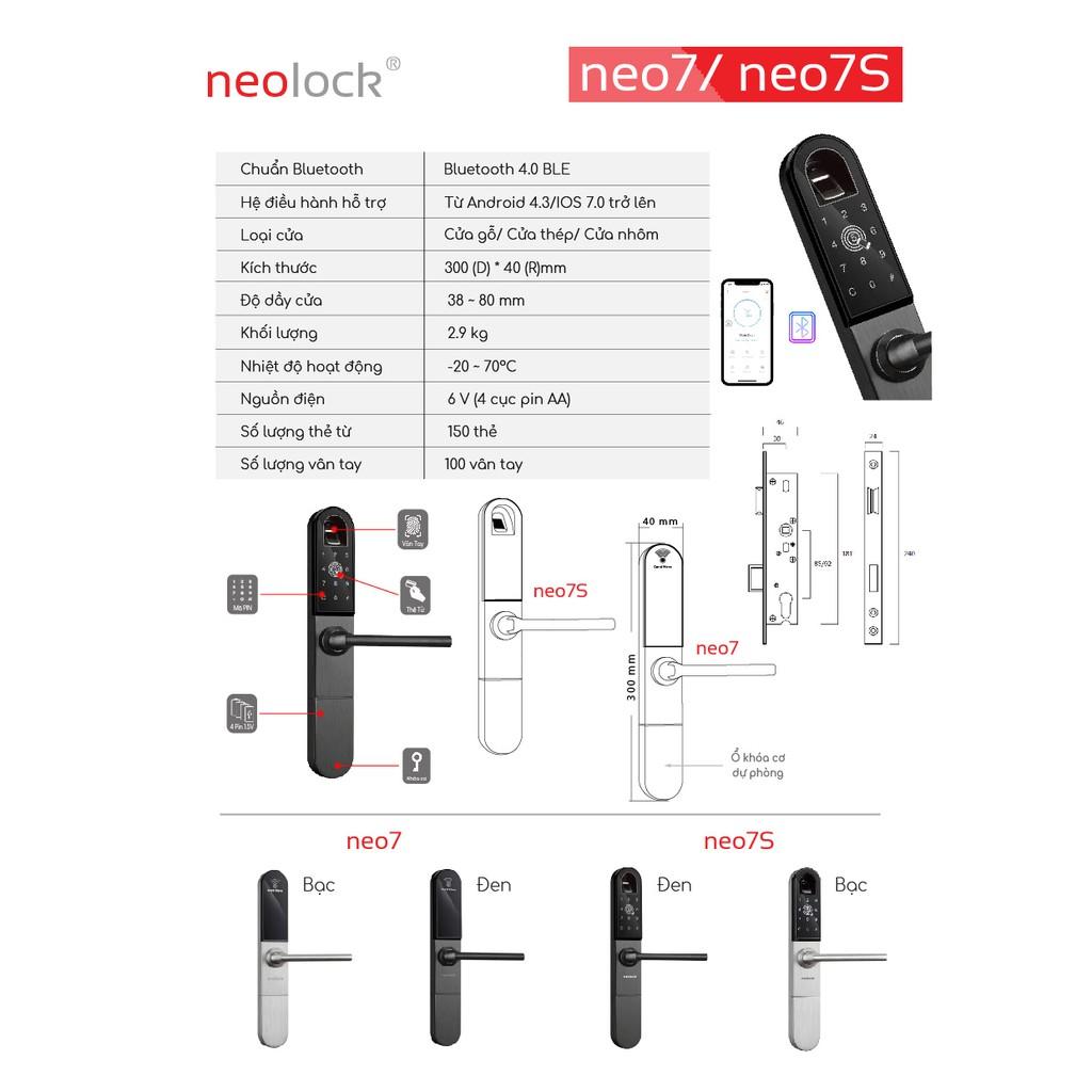 Khóa cửa vân tay thông minh cao cấp cho cửa nhôm xingfa, mở qua APP, thẻ từ, cấp mã mở khóa từ xa Neolock - NEO7S