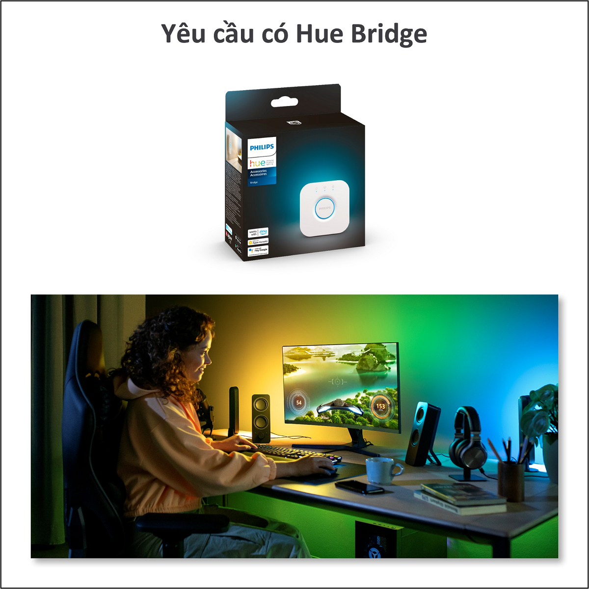 Đèn Philips Hue Play Gradient Lightstrip cho máy tính