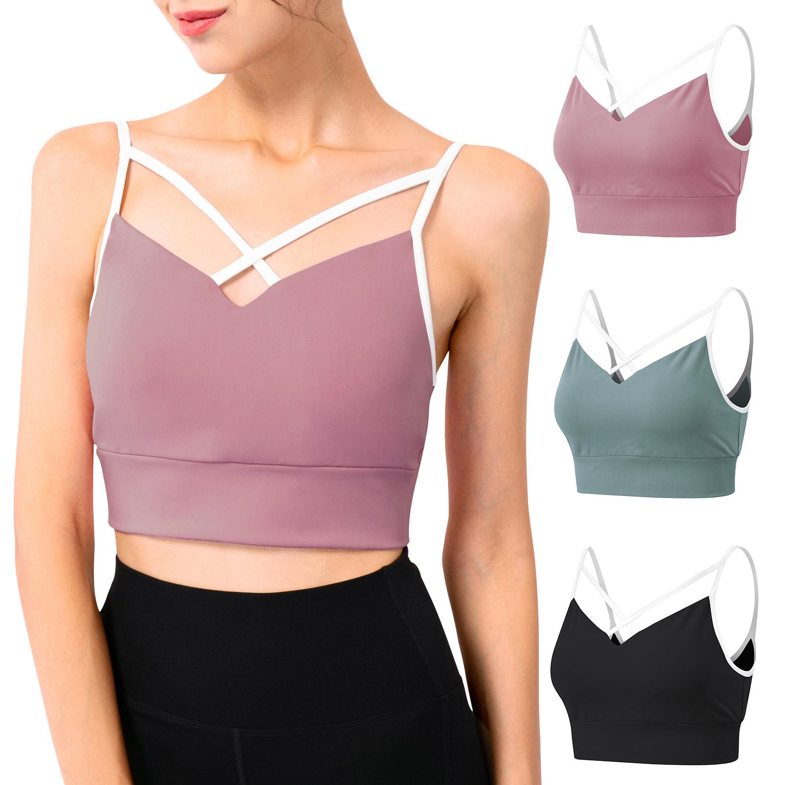 Áo Crop Tops Spaghetti cho nữ có Dây đai chéo, lưng chữ U có thể tháo rời phù hợp để chạy, khiêu vũ, thể dục, yoga