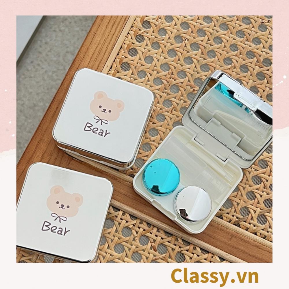 Hộp đựng kính áp tròng Classy hình con gấu, 1 khay đựng lens, có gương soi PK1298