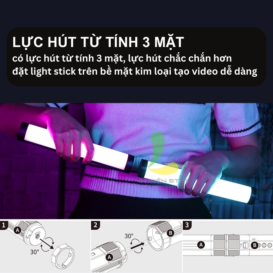 Đèn hỗ trợ quay phim chụp ảnh ULANZI VL110 RGB - Đèn ống từ tính đổi màu với 20 hiệu ứng ánh sáng đặc biệt ấn tượng - Hàng nhập khẩu