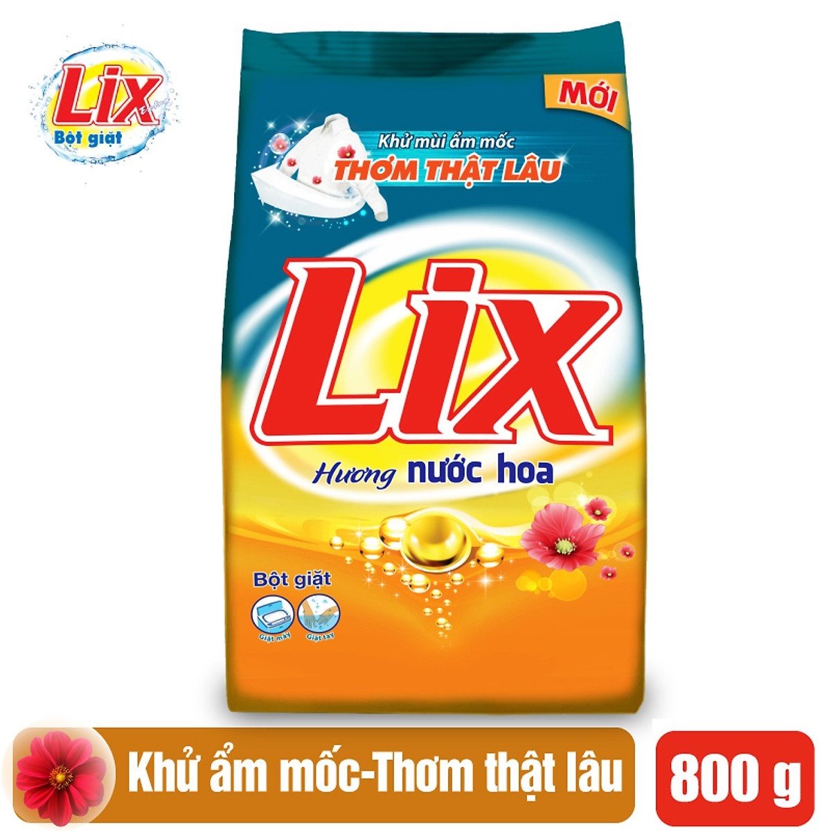 Bột giặt Lix đậm đặc hương nước hoa 800g PD014 - Khử mùi ẩm mốc