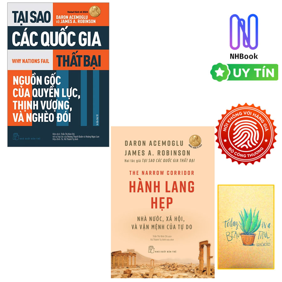 Combo 2 cuốn sách phân tích kinh tế hay năm 2025 của tác giả Daron Acemoglu, James A. Robinson : Tại Sao Các Quốc Gia Thất Bại  và  Hành Lang Hẹp ( Tặng kèm sổ tay xương rồng )