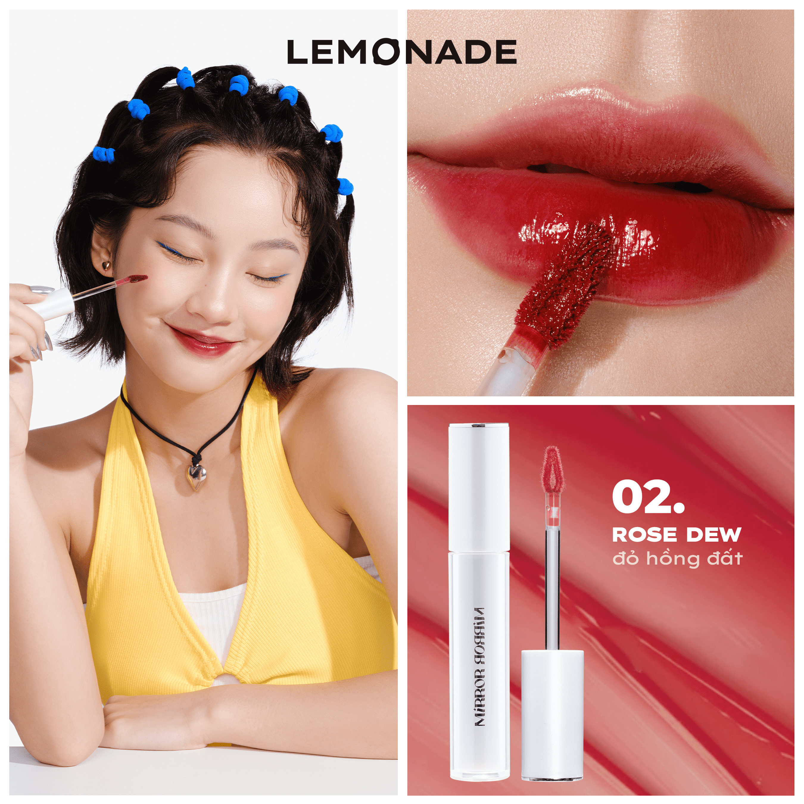 Combo 02 Son tint bóng không dính siêu lỳ Lemonade Mirror Mirror Water Tint