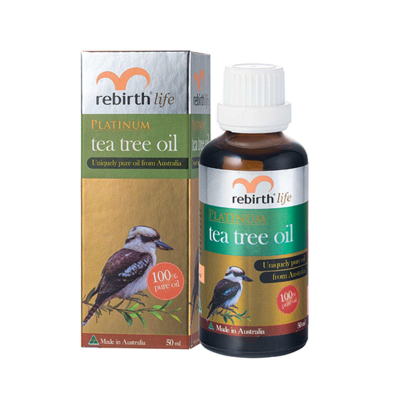 Tinh Dầu Tràm Trà Rebirth Life Platinum Tea Tree Oil giảm mụn, mờ thâm 50ml