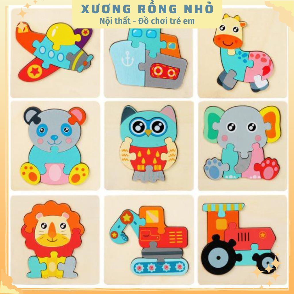 Tranh ghép gỗ 3D cho bé ghép hình gỗ nổi cao cấp in hình nhiều mẫu ngộ nghĩnh phát triển trí tuệ, giáo dục sớm cho bé