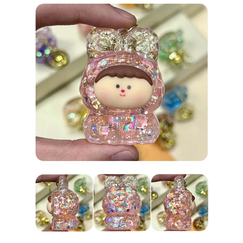 Móc khóa Charm nước Mèo thần tài Thỏ Bé Moi Đồ Chơi Dạ Quang Phát Sáng Đáng Yêu