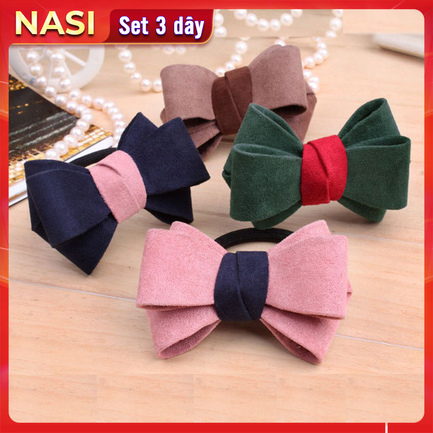 Dây buộc tóc nữ thắt nơ cao cấp [Set 3 dây] NASI dễ thương phong cách hàn quốc thun cột tóc nữ bền đẹp phụ kiện tóc giao ngẫu nhiên