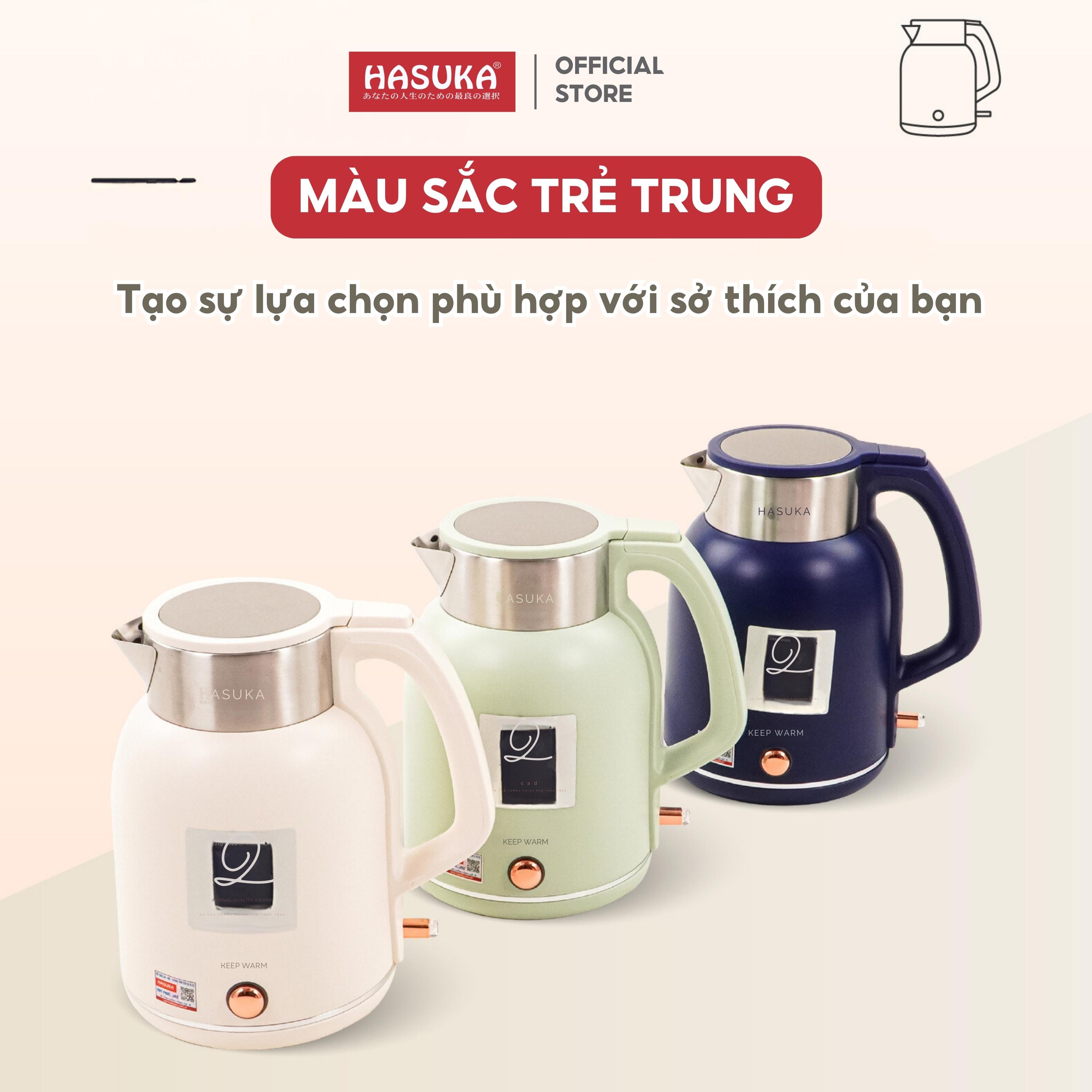 Ấm siêu tốc HASUKA HSK-223, dung tích 2L, công suất 1850-2200W, màu sắc trang nhã hiện đại - HÀNG CHÍNH HÃNG