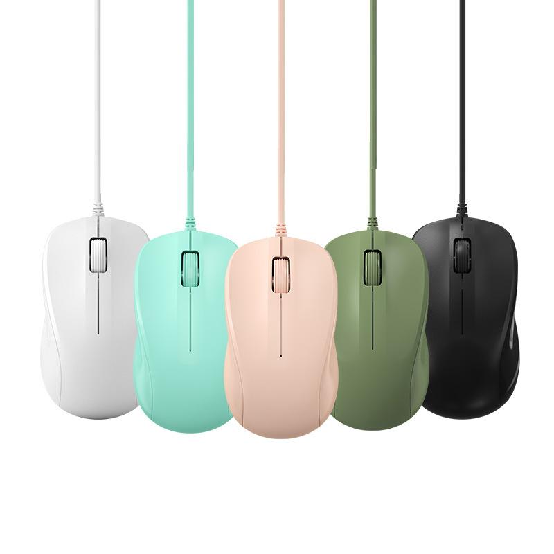 Chuột Có Dây Nhiều Màu Sắc Dễ Thương Màu Vàng Hồng Silent Chuột 1200 DPI Công Thái Quang Di Động Cho Laptop Macbook Laptop