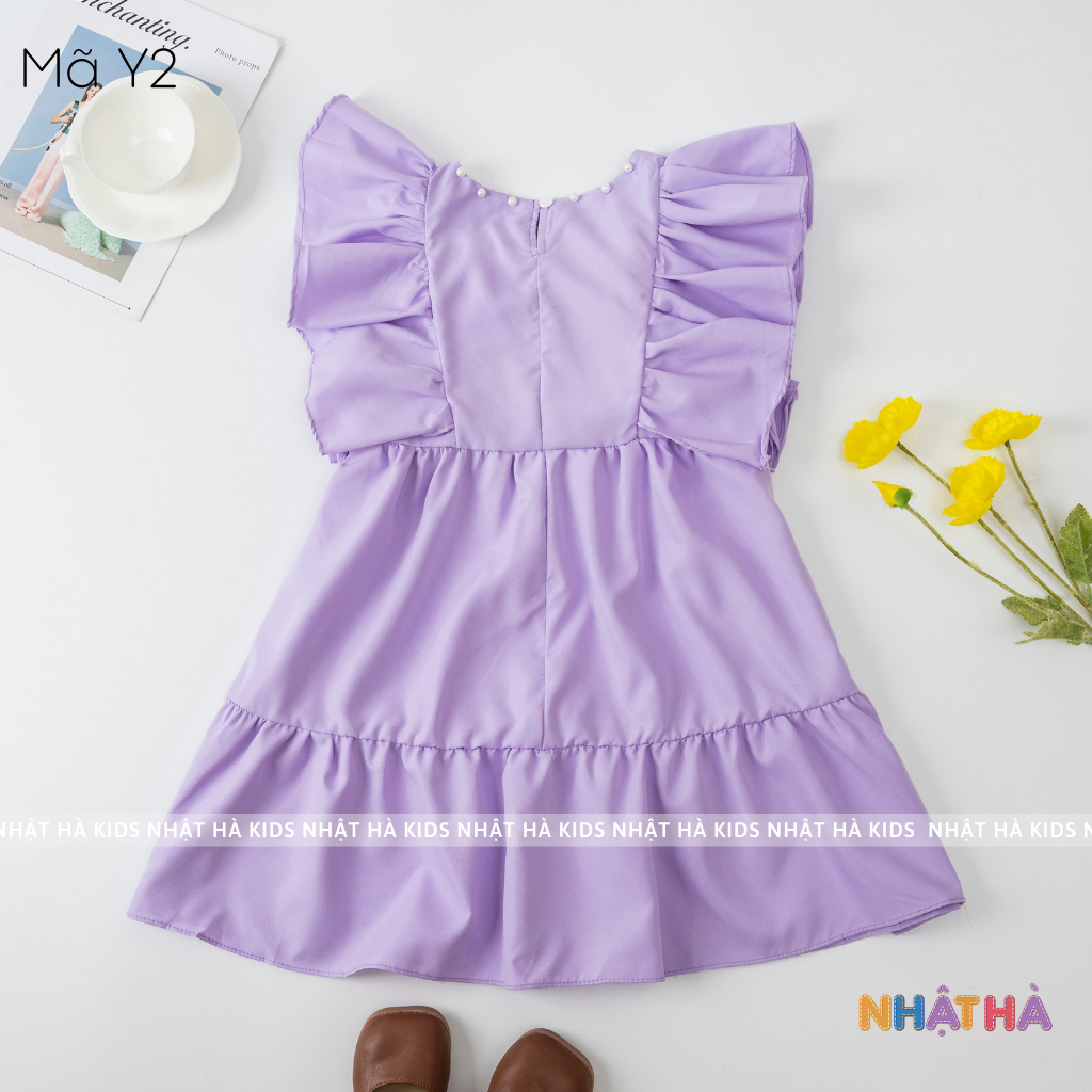 Váy bé gái công chúa Y2 chất thô mềm siêu mát dáng xòe cổ vuông size đại 11-45kg