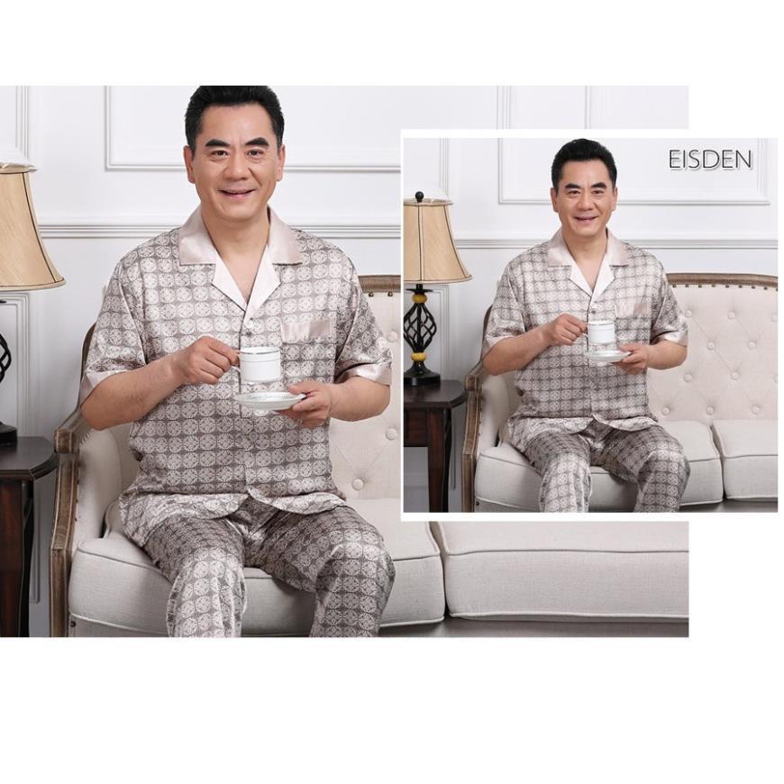 Bộ pyzama ngắn tay mặc nhà nam trung niên_hàng sẵn có