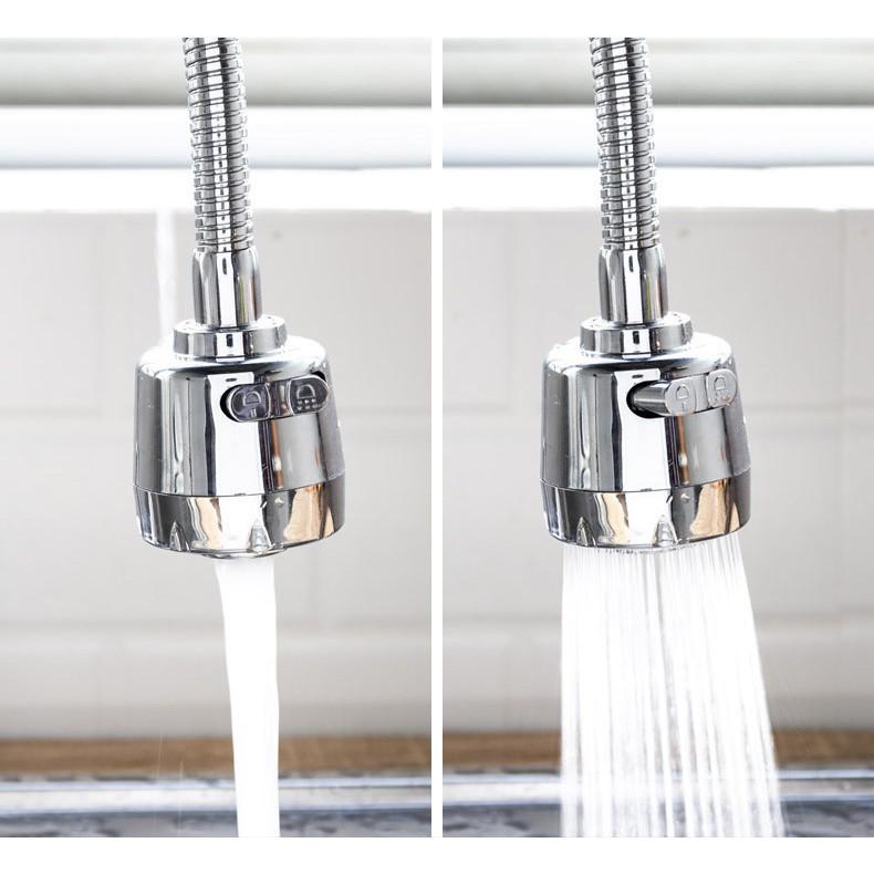 Đầu vòi rửa tăng áp 2 chế độ nước xoay 360 độ, có bộ lọc, tiết kiệm nước tiện lợi
