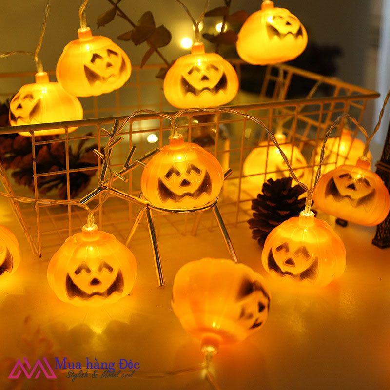 Dây đèn bí ngô trang trí Halloween 10 mét cắm điện chống nước