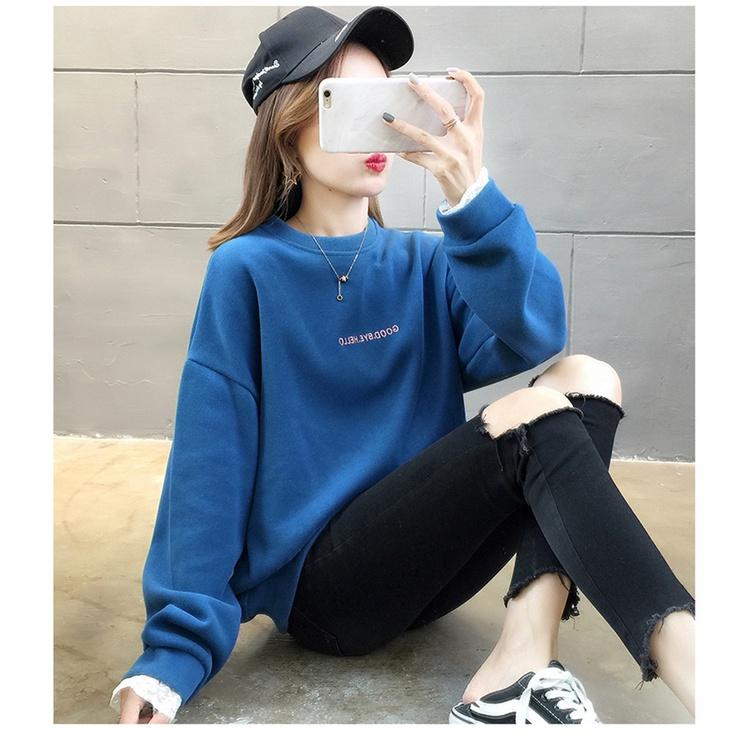 Áo Sweater Nỉ Xanh Dài Tay GOODBYE HELLO