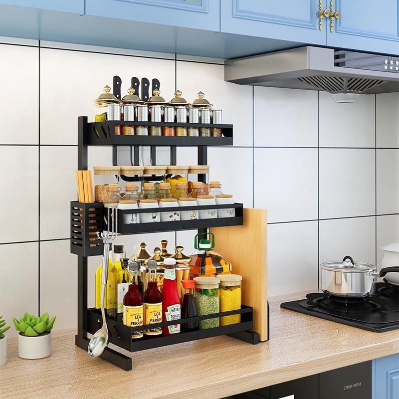Kệ Để Đồ Nhà Bếp Để Gia Vị Bằng Sắt 2 Tầng, 3 Tầng Đa Năng