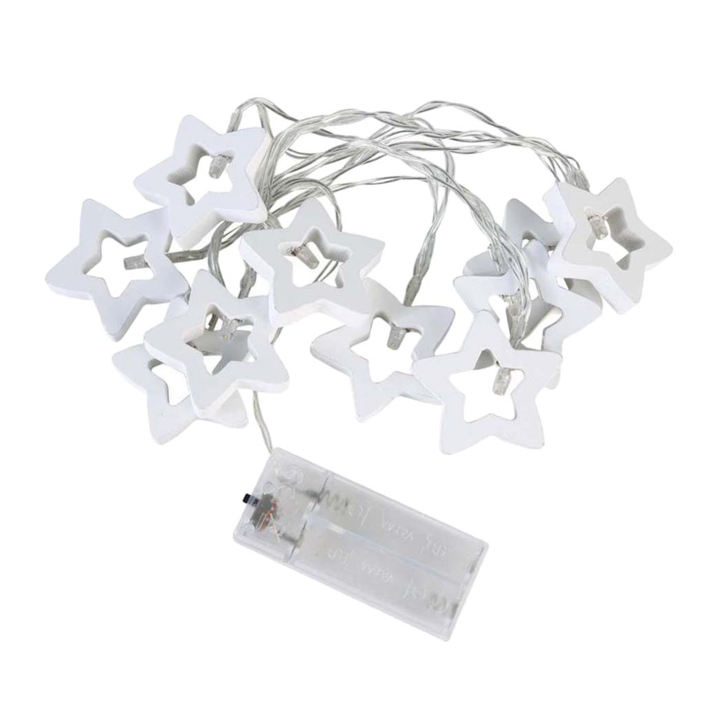 Đèn trang trí Giáng sinh Ngôi sao bằng gỗ 10 đèn LED Quà tặng Đèn dây Xmas