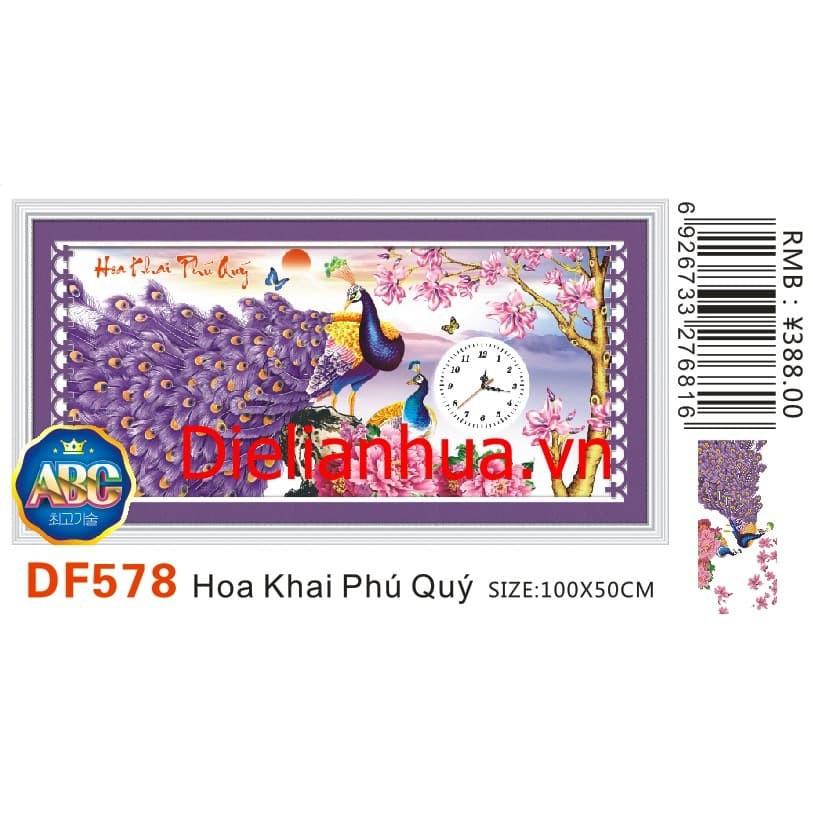 Tranh đá công tím hoa khai phú quý DF578 - kích thước: 100 * 50cm.