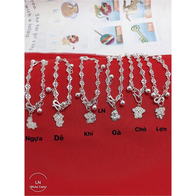 LẮC TAY KIM TIỀN BẠC TREO CON GIÁP CHO BÉ YÊU