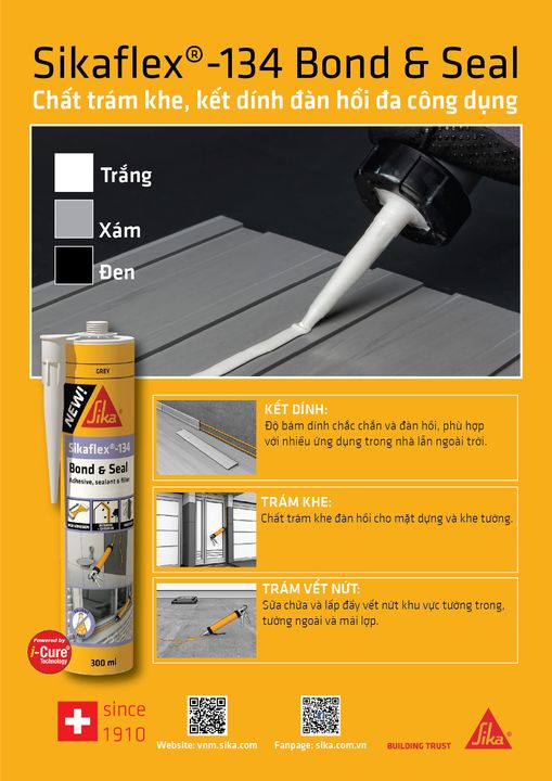 Keo trám khe đa năng chống thấm, trám nứt cho tường và sàn - Sikaflex- 134 Bond & Seal