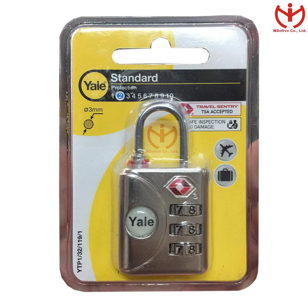 Ổ khóa số Yale YTP1/32/119/1 thân kẽm rộng 32mm có TSA dùng khóa vali hành lý - MSOFT