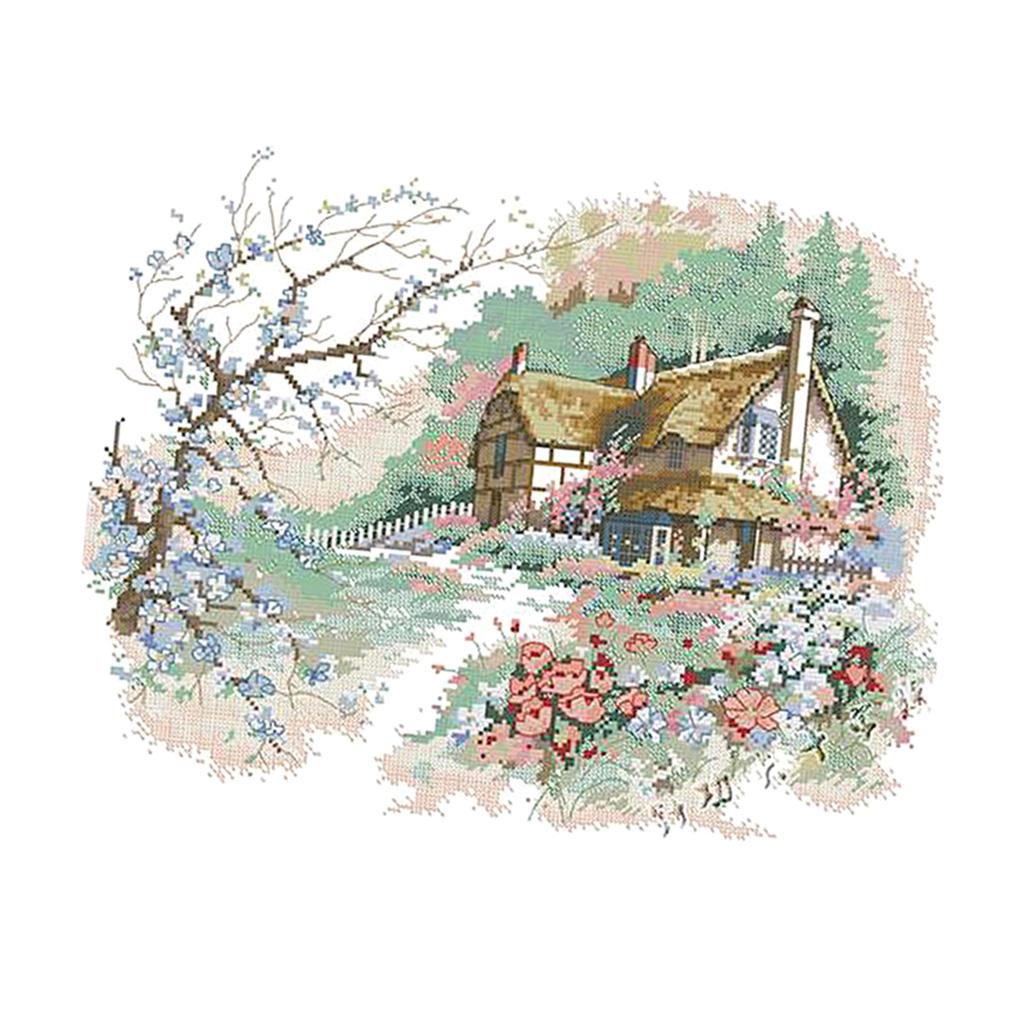 Country Landscape Stamped Counted Cross Stitch Kits for Beginners 11CT DIY