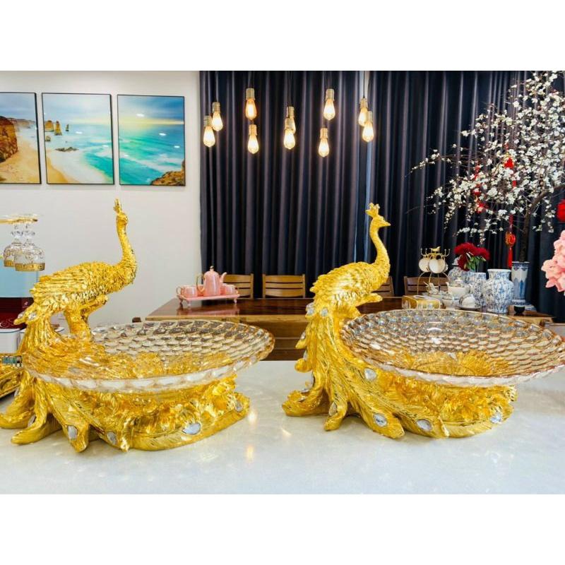 Khay chim công vàng