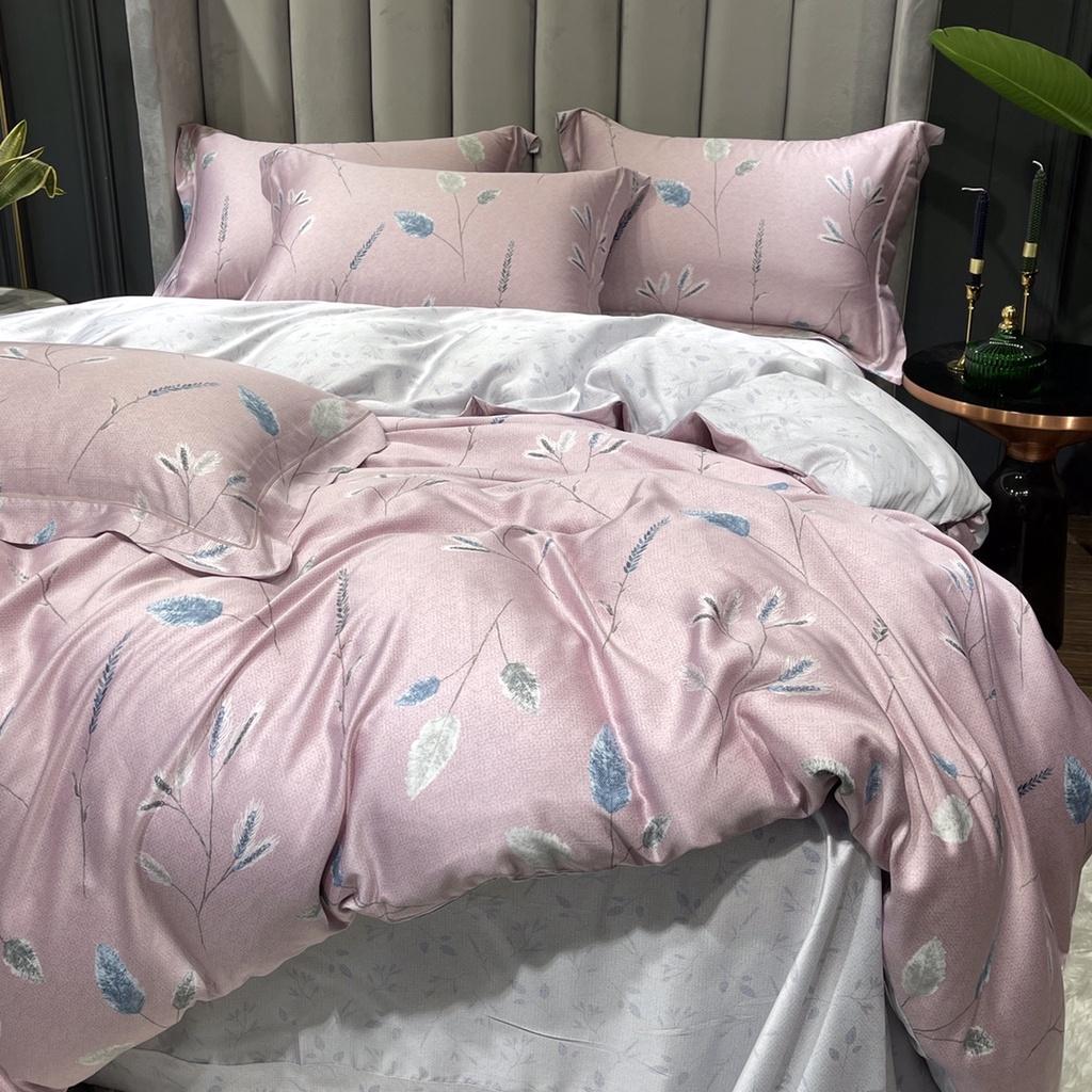 Bộ Chăn Ga Gối 100%TENCEL 100S SPRING COLLECTIONS 006 Siêu mềm, mát mịn họa tiết Hoa lá 3D Sang trọng, Ấm áp