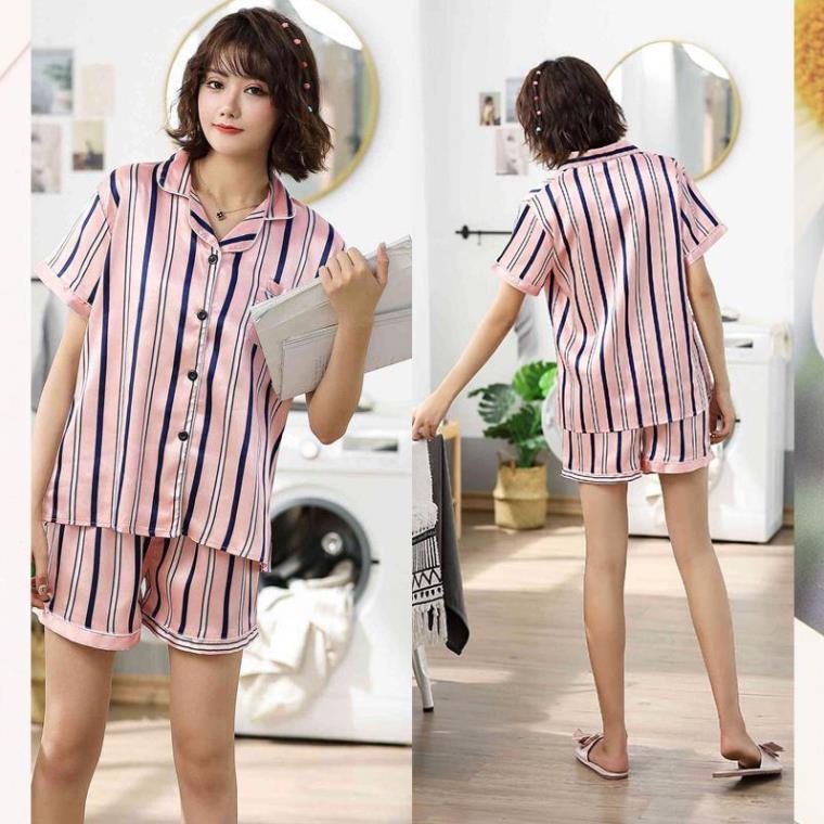 Đồ bộ lụa satin đáng Yêu – Đồ mặc nhà nữ, đồ ngủ nữ xinh xắn B64
