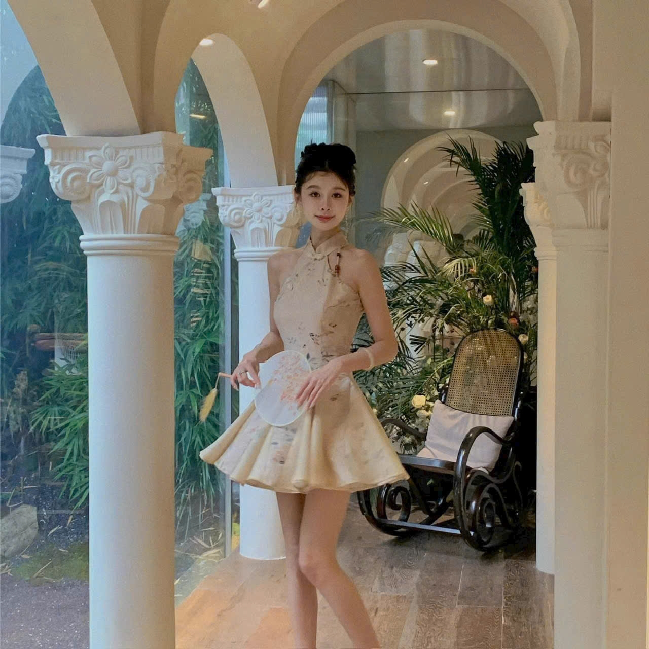 ĐẦM XOÈ CỔ TÀU CHẤT TƠ LÊN  MÀU Y HÌNH