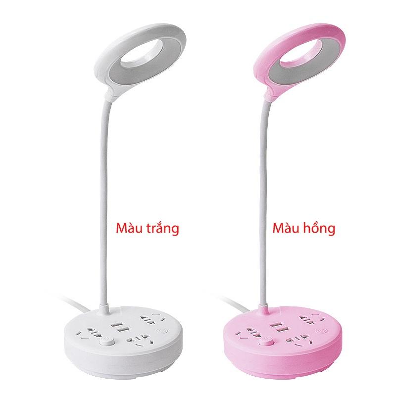 Đèn Led Đọc Sách Để Bàn Kiêm Ổ Cắm Thông Minh Kéo Dài 1.8m Có Cổng USB Và Giá Đỡ Điện Thoại