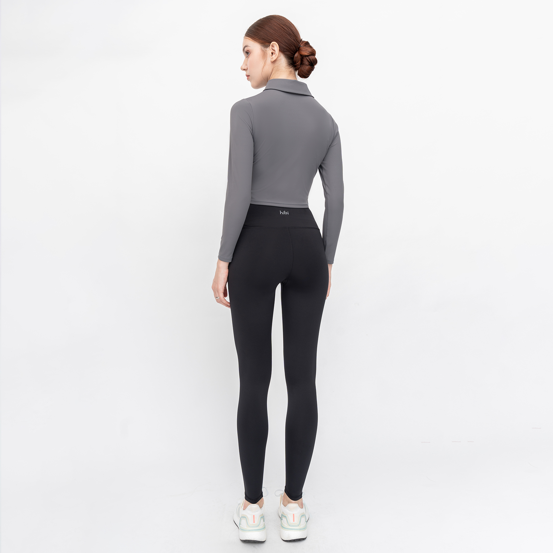 Áo Tập Yoga Gym Hibi Sports CR818 Kiểu Tay dài Cổ Bẻ Bấm Nút, Kèm Mút Ngực