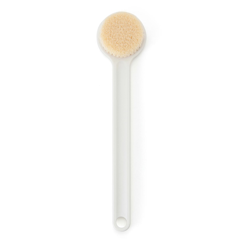 Bàn chải chà lưng, massage toàn thân cán dài Shower Brush, có móc treo - Màu trắng