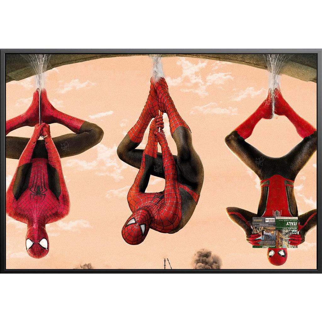 Tranh canvas treo tường SPIDERMAN – NO WAY HOME + khung composite và đinh treo – decor phòng đẹp và ấn tượng