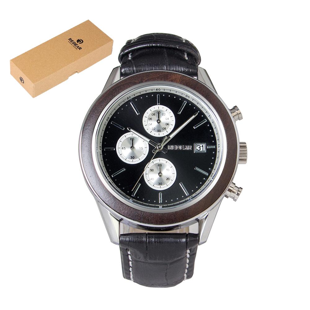 Đồng hồ nam REDEAR Quartz Hợp kim & Vỏ gỗ Hiển thị thời gian & Lịch Chức năng Chống thấm nước 30M Nam - Bạc