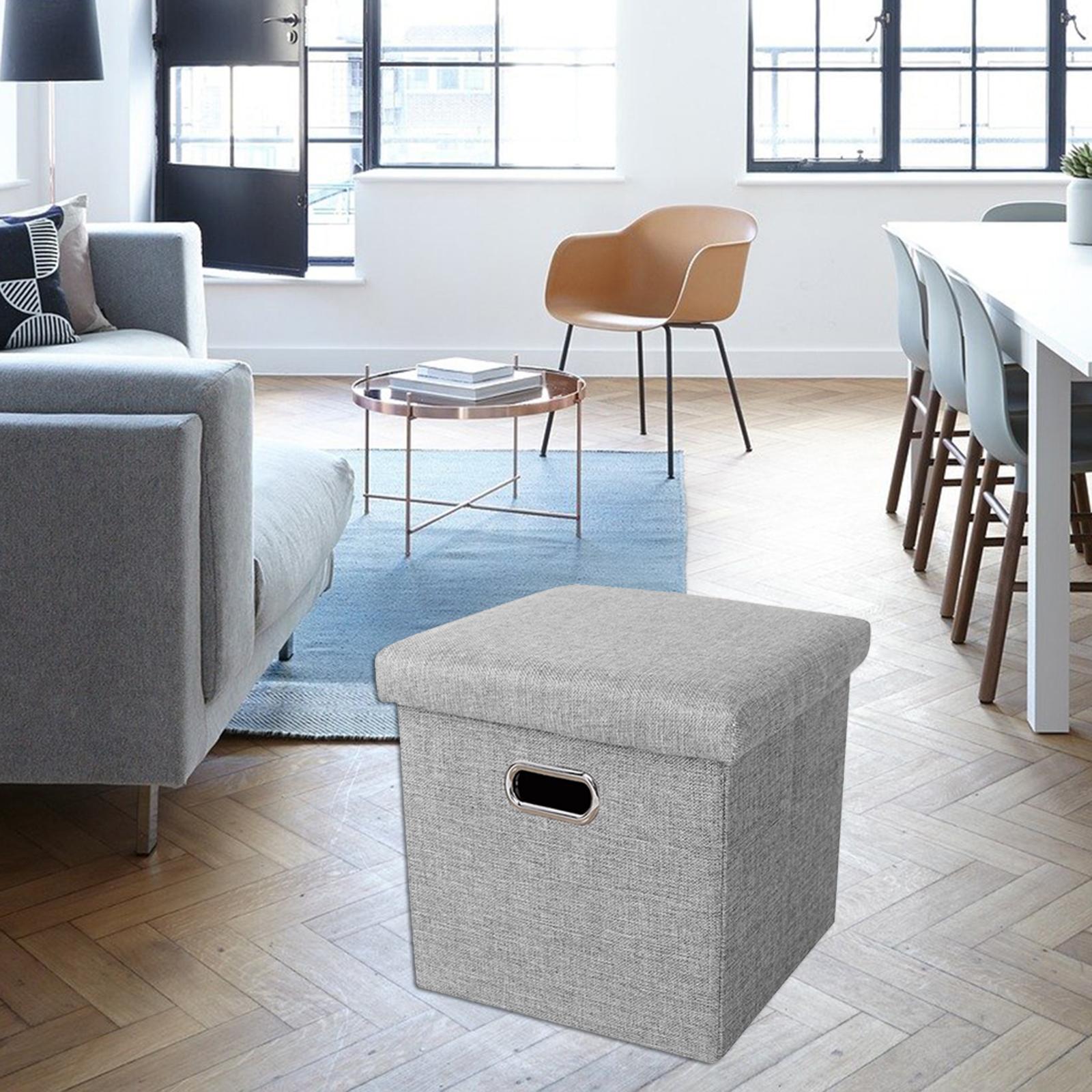 Folding Storage Ottoman Bench Seat Footrest Storage Box for Bedroom