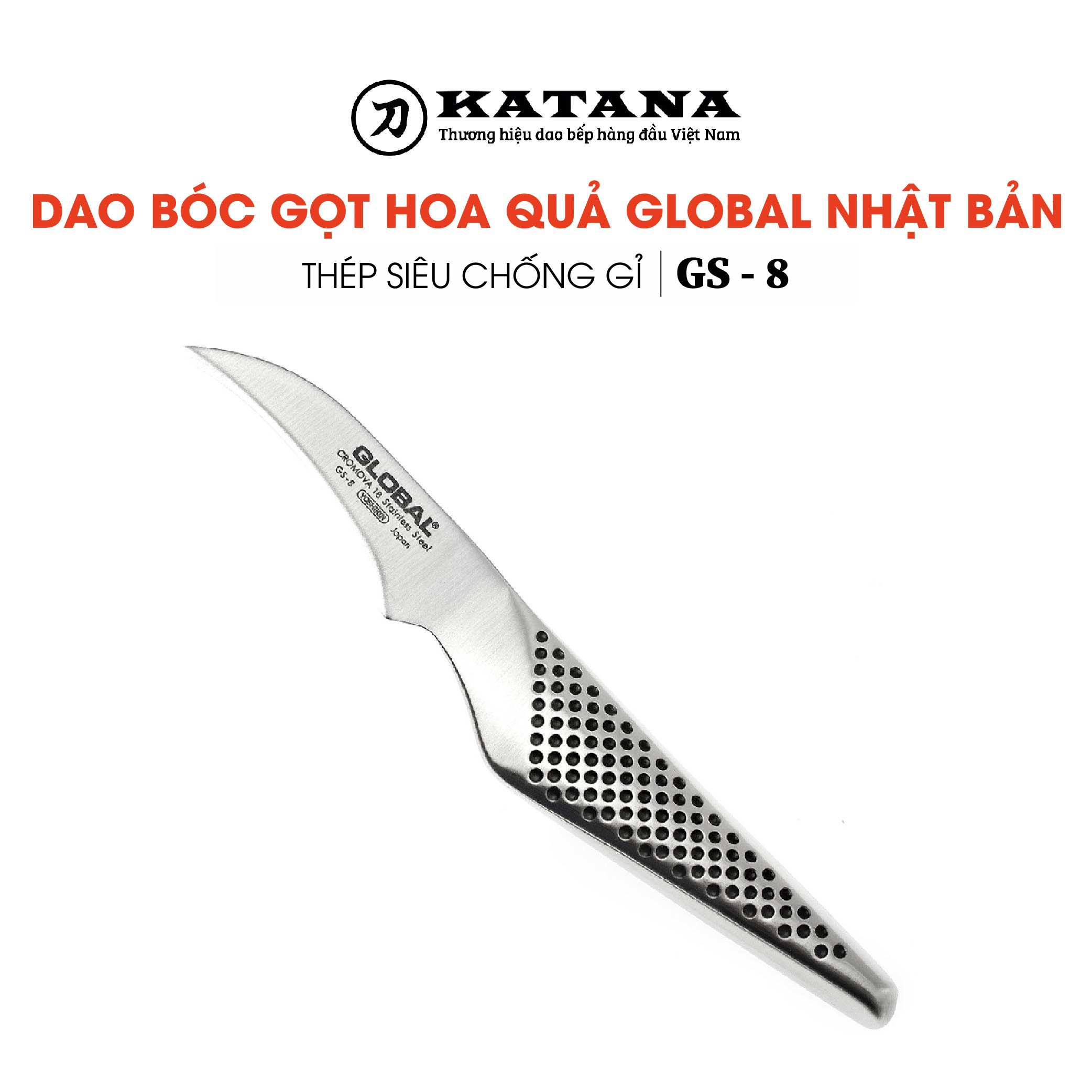 Dao bếp Nhật cao cấp Global GS8 Beak Peeling - Dao bóc gọt hoa quả (70mm) - dao bếp Nhật chính hãng