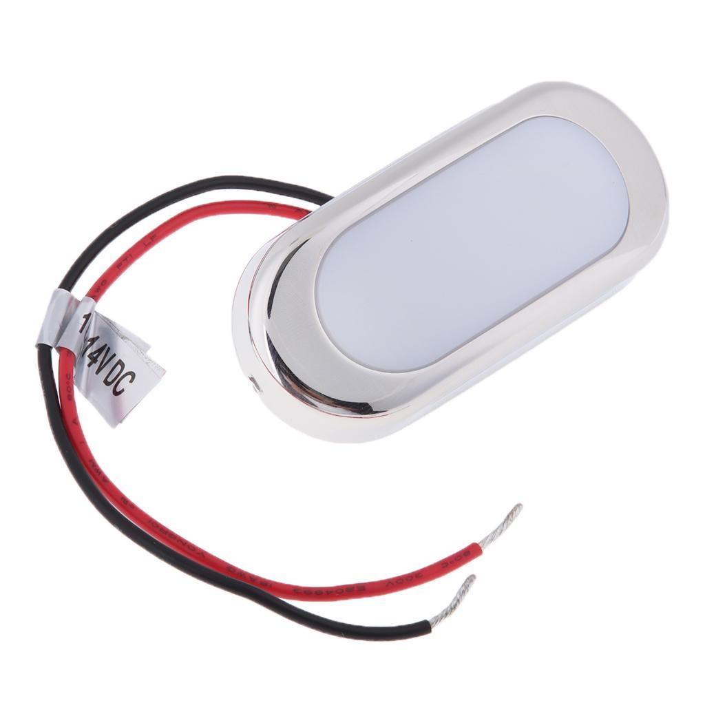 12V Marine Boat LED Oblong Oval Surface Mount Courtesy Light - Cool White