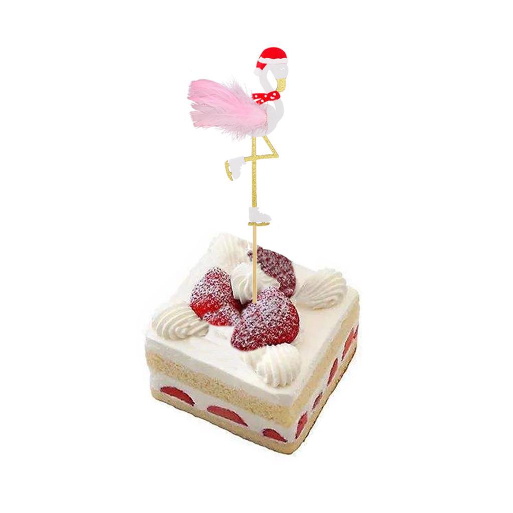 12pcs Cake Topper Picks Flamingo Cupcake Decor Birthday Party