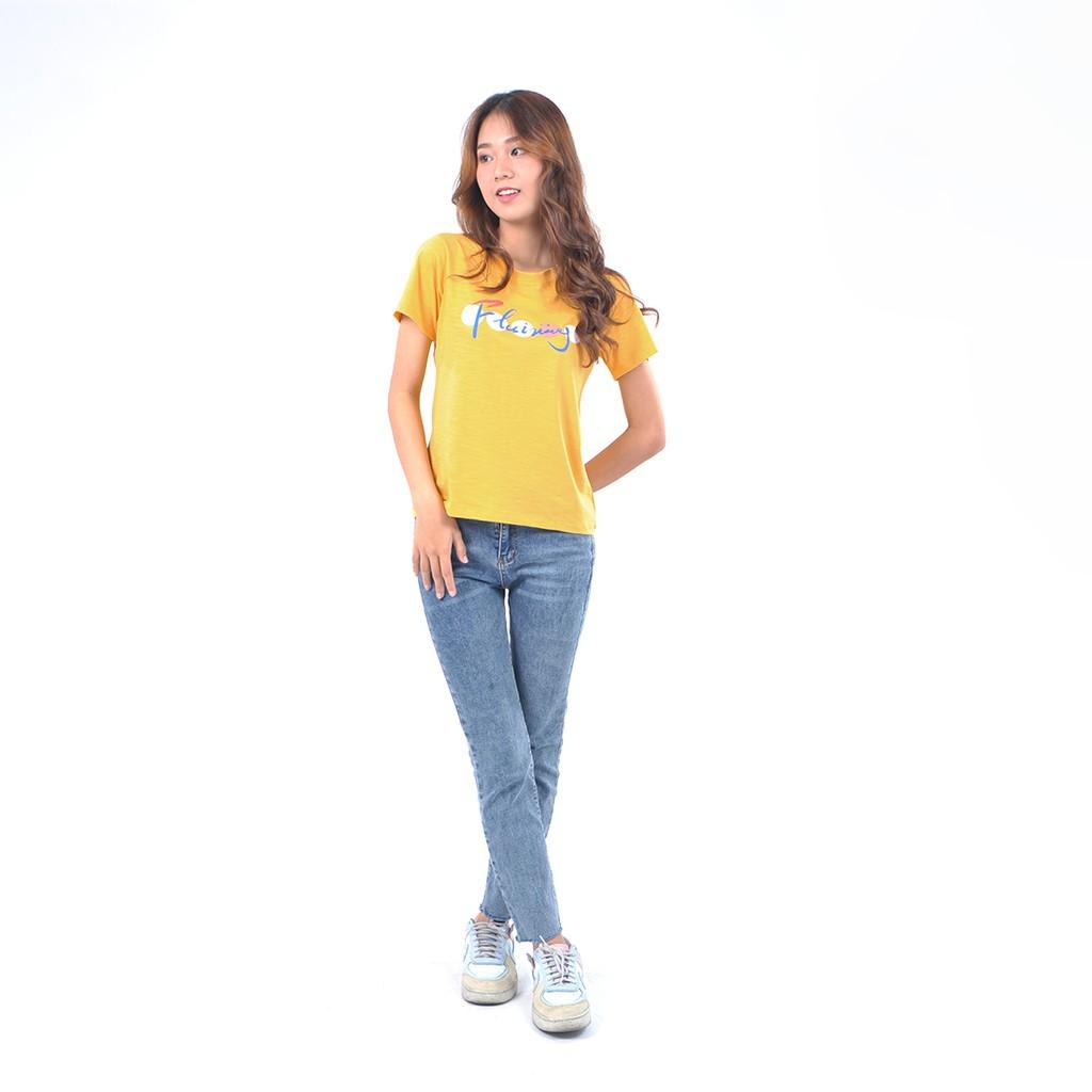 Áo thun nữ tay ngắn cổ tròn thời trang Eden in chữ - AT096