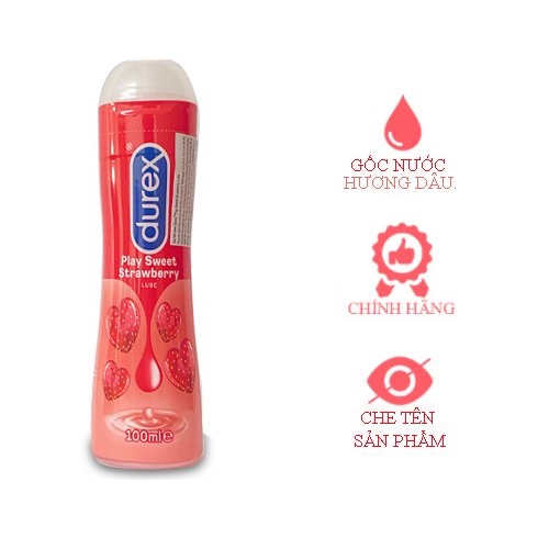 Kem Bôi Trơn Durex Play Strawberry 100ml - Hương Dâu Kích Thích Khoái Cảm - Chính Hãng - Nhập Khẩu Thái Lan