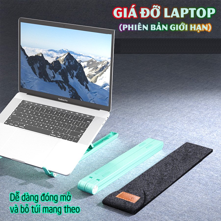 Tặng túi đựng bằng nỉ cao cấp - Giá đỡ dành cho Laptop tản nhiệt chống trượt - nhiều màu