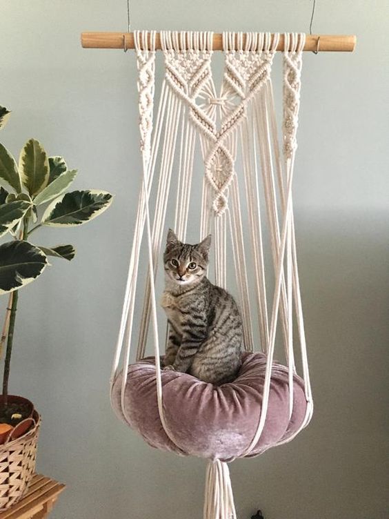 Võng ngủ cho mèo thú cưng tết macrame độc đáo