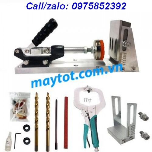 Bộ cữ khoan chốt chéo - bộ đầy đủ 2 cữ, 2 mũi khoan, 1 kẹp