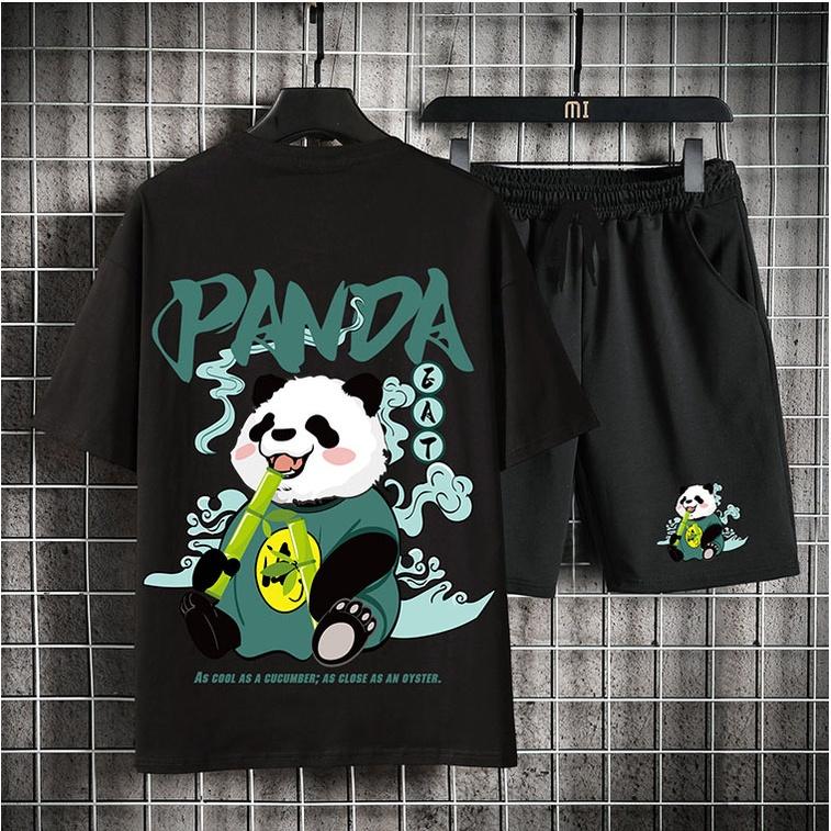 Bộ Quần Áo Nam Nữ Thể Thao Unisex Quần Short Áo Thun Họa Tiết Gấu Trúc In Chữ PANDA Ulzzang Zenkonu QA NAM 1000092V1